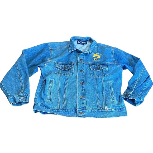 Mens Medium Denim Jacket Green Bay Packers Tailgator Embroidered LA Loving - Picture 2 of 12